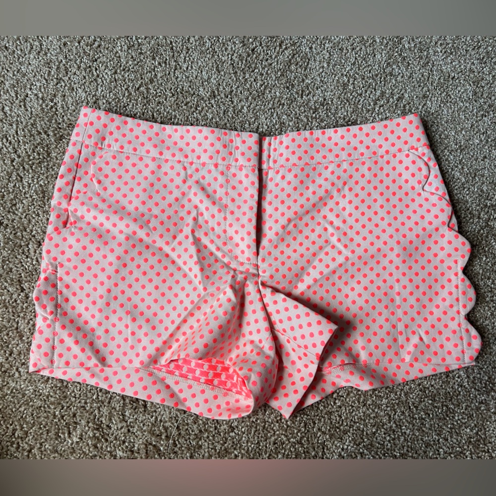 J. Crew Pink Dotted Shorts with Scallop Details NWT